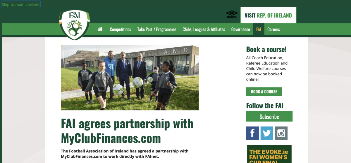 FAI agrees partnership with MyClubFinances.com (Now Clubforce)