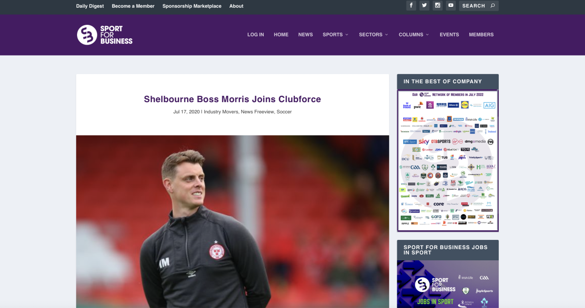 Shelbourne Boss Morris Joins Clubforce