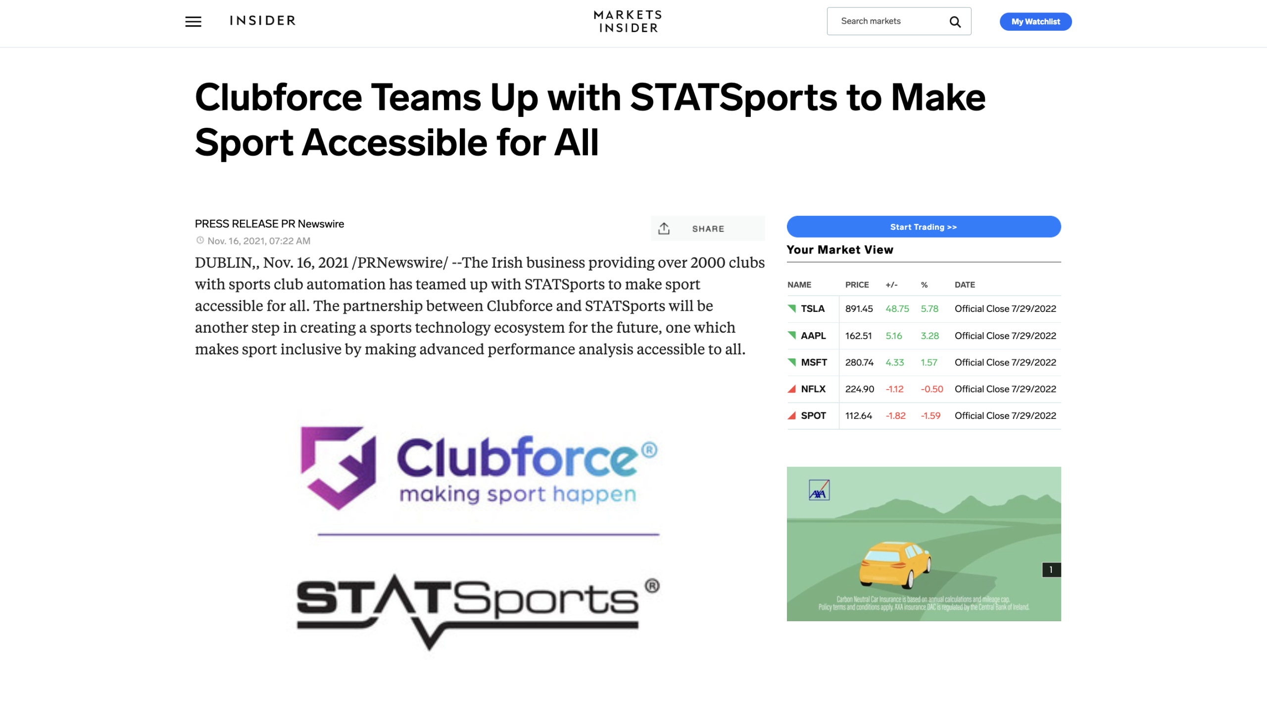 Clubforce Teams Up with STATSports to Make Sport Accessible for All