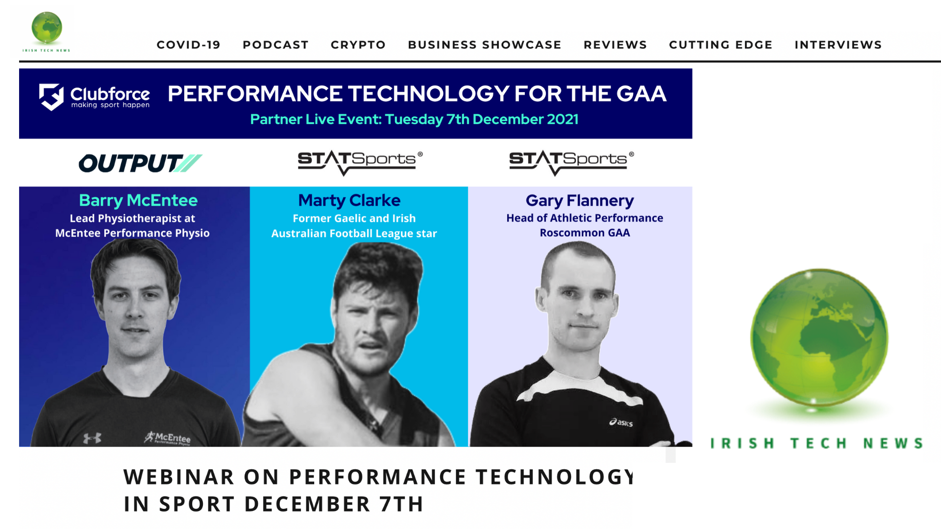 Webinar On Performance Technology In Sport December 7th