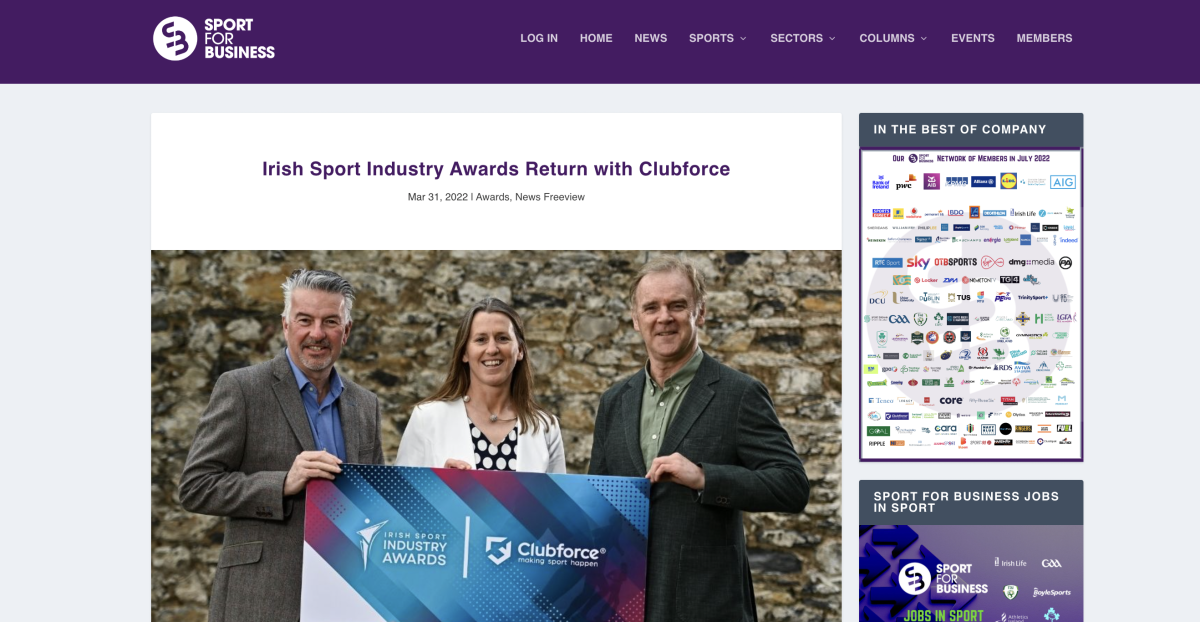 Irish Sport Industry Awards Return with Clubforce