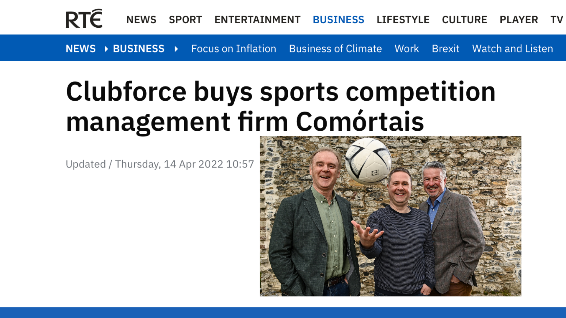 Clubforce buys sports competition management firm Comórtais