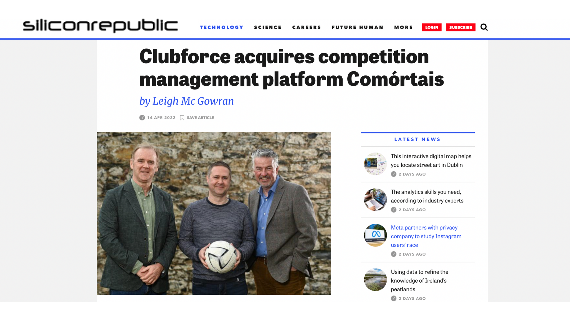 Clubforce acquires competition management platform Comórtais