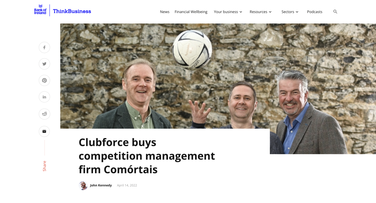 Clubforce buys competition management firm Comórtais