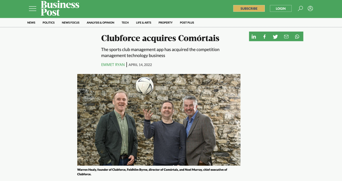 Clubforce acquires Comórtais