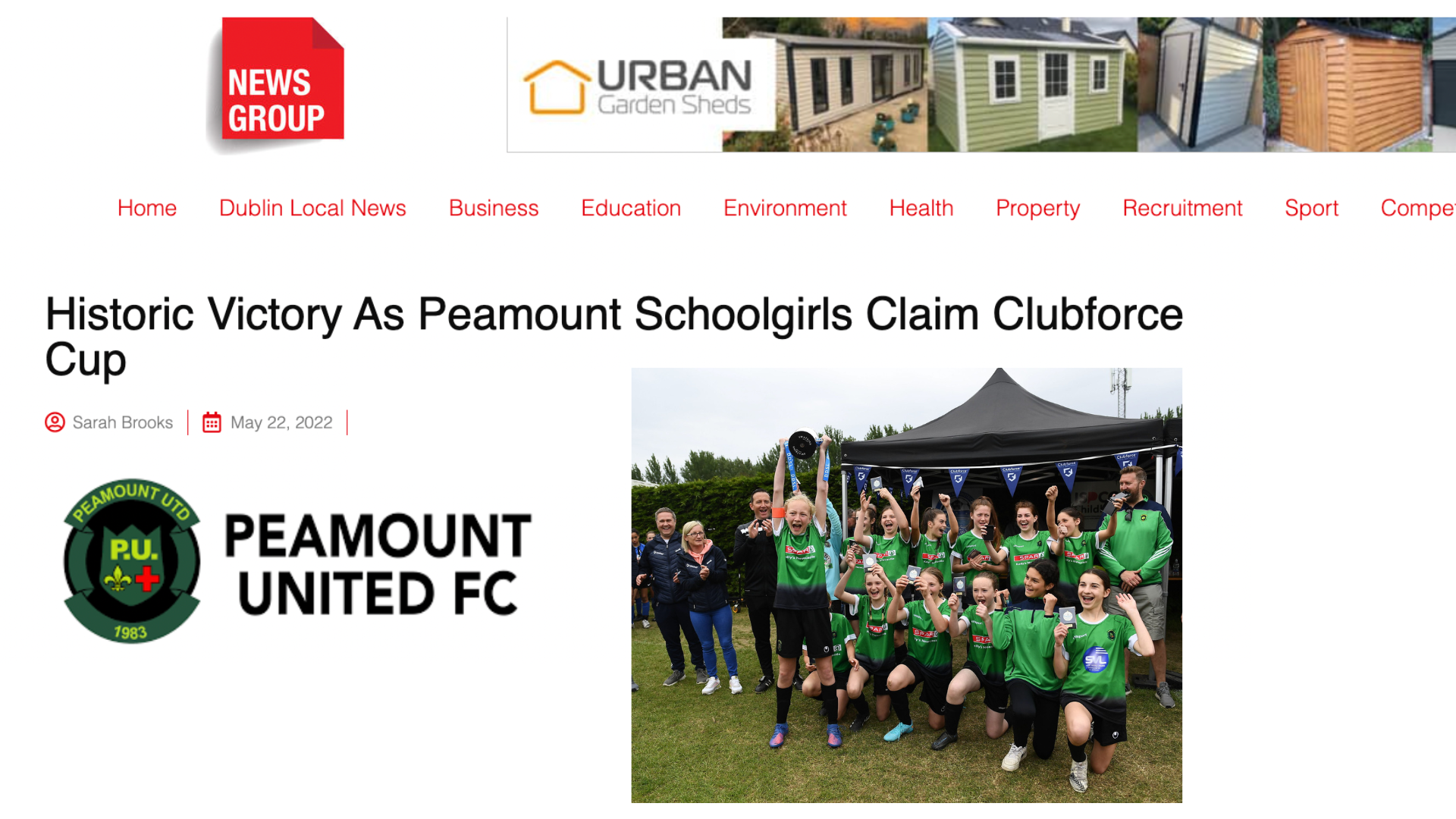Historic Victory As Peamount Schoolgirls Claim Clubforce Cup