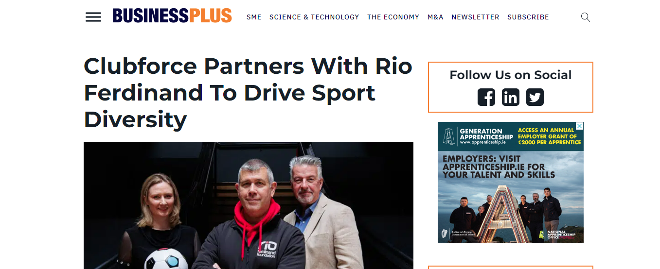 Clubforce Partners With Rio Ferdinand To Drive Sport Diversity