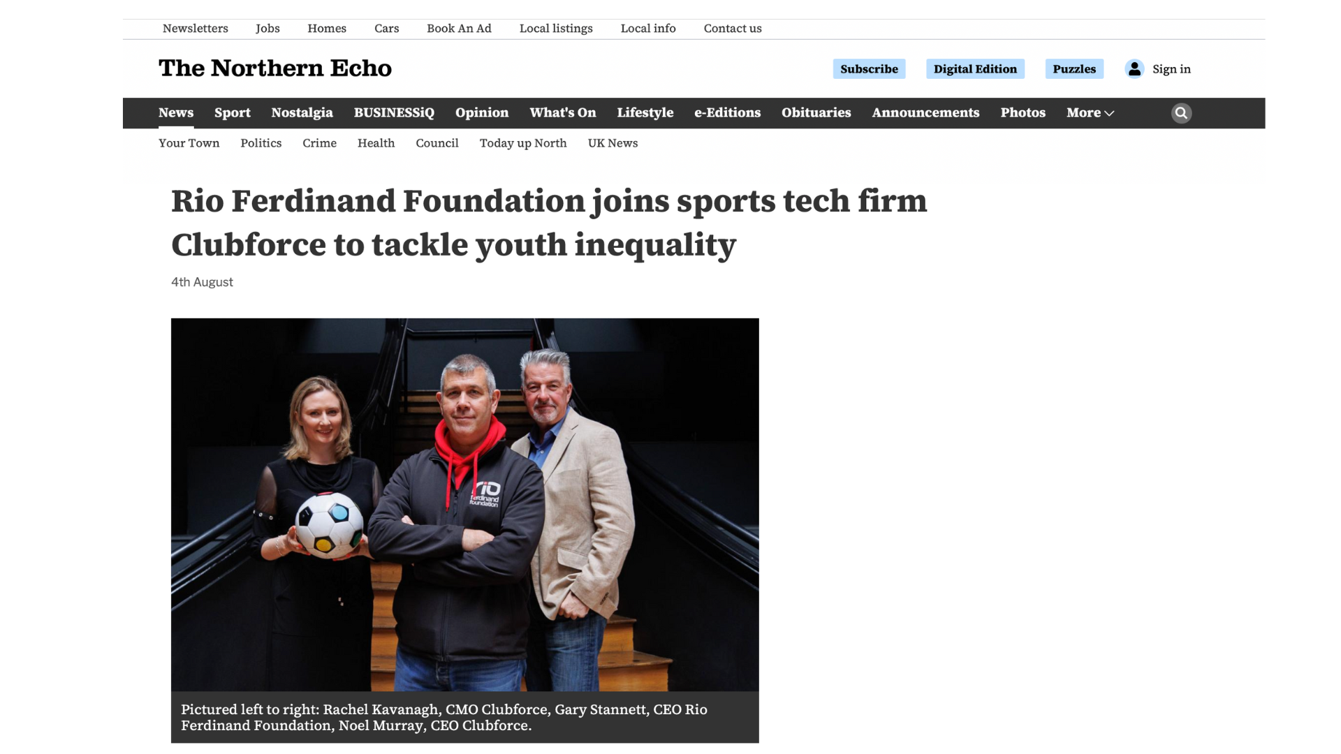 Rio Ferdinand Foundation joins sports tech firm Clubforce to tackle youth inequality