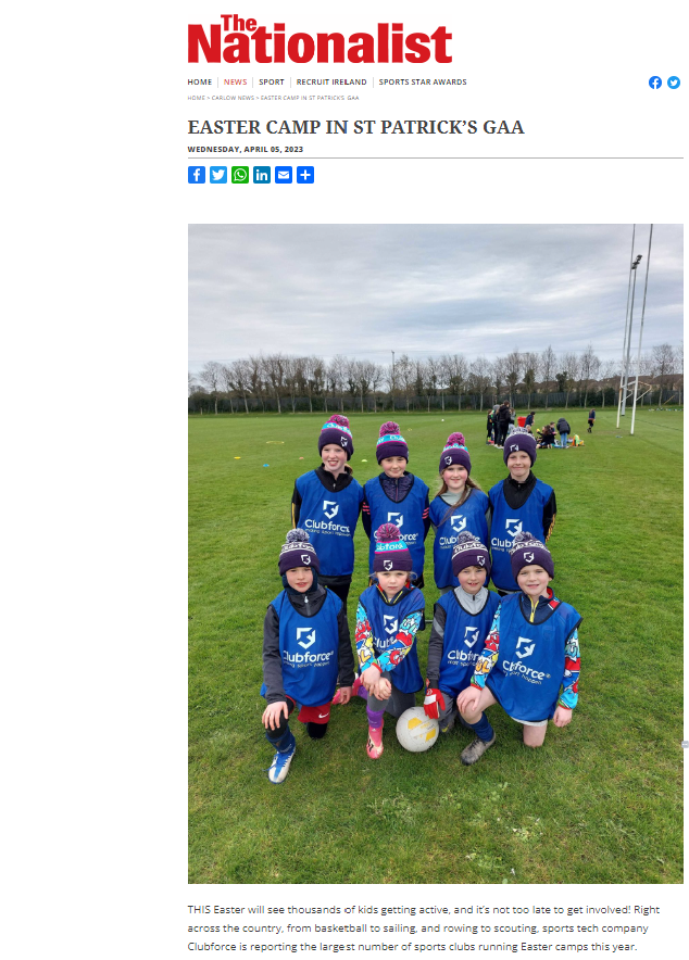EASTER CAMP IN ST PATRICK’S GAA