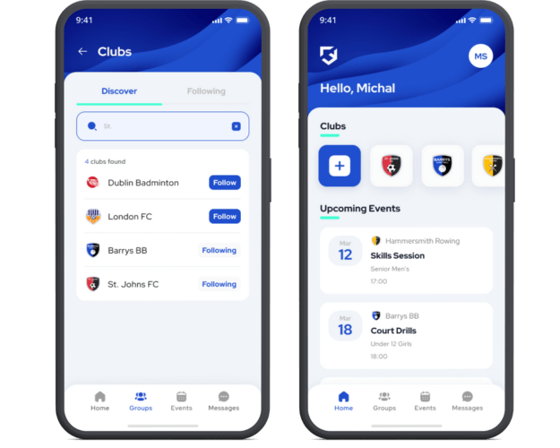 Clubforce connect mobile app for sports clubs follow my club feature