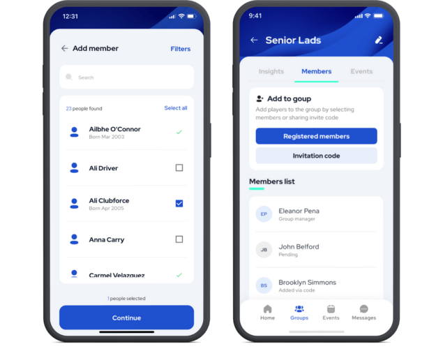 Clubforce connect mobile app for sports clubs invite members to join your app
