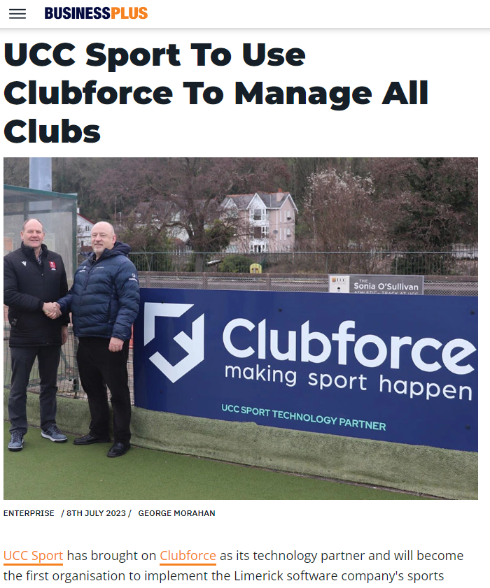 UCC Sport to use Clubforce to manage all clubs